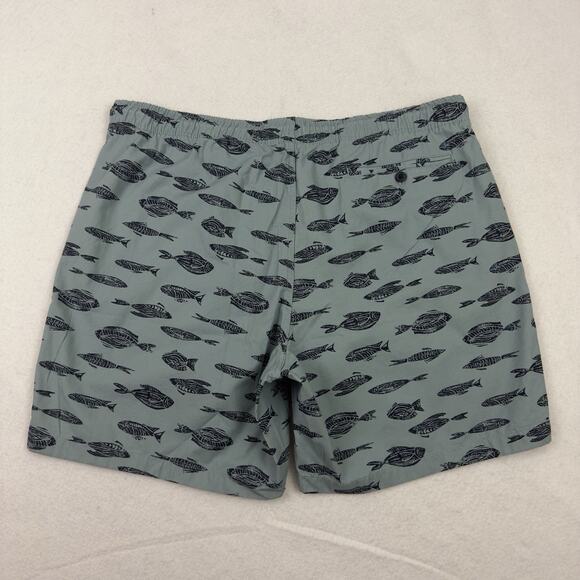L.L.Bean Dock Shorts XXL Blue Fish Print Classic Fit NWT - Picture 4 of 10
